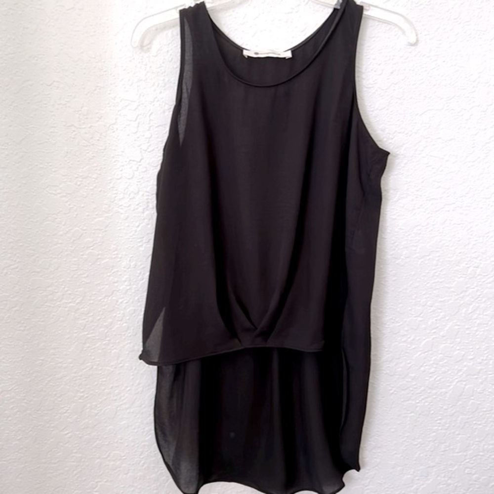 THE IMPECCABLE PIG Ladies Top Black longline high low hem lagenlook sleeveless M